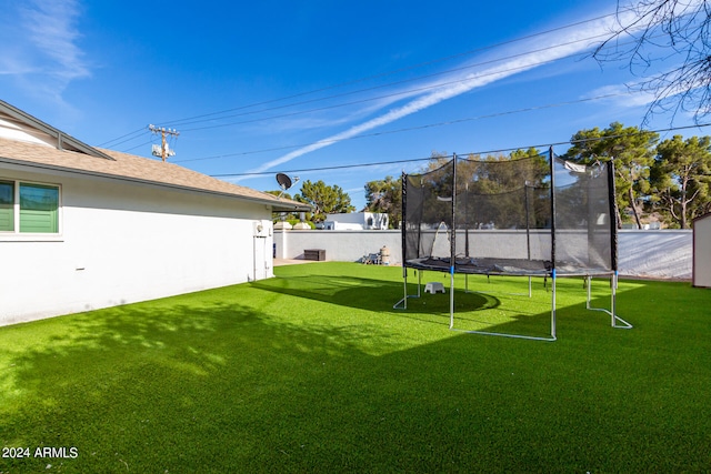 view of yard featuring a trampoline