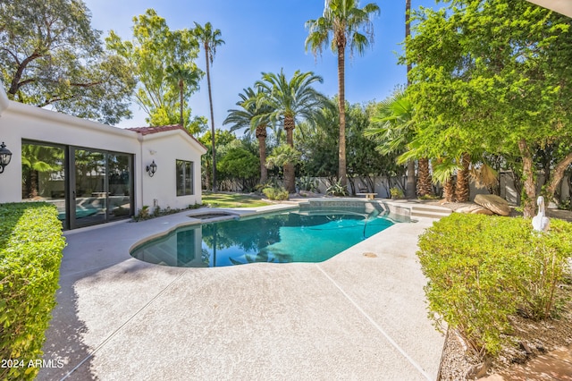 view of pool featuring a patio