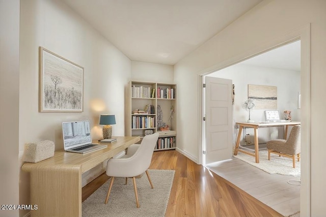 office space featuring light hardwood / wood-style flooring