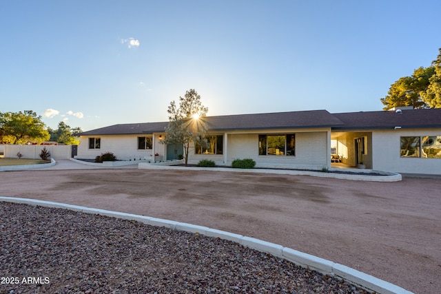 view of single story home