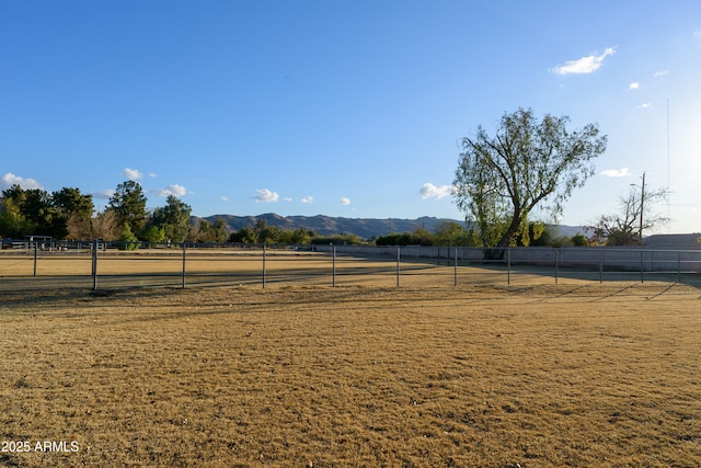 view of yard featuring a rural view and a mountain view