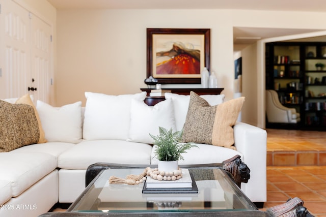 view of tiled living room