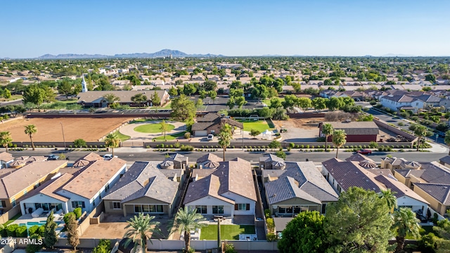 drone / aerial view with a mountain view