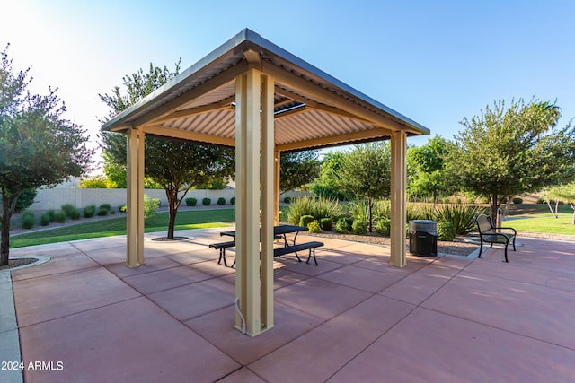 view of patio with a gazebo