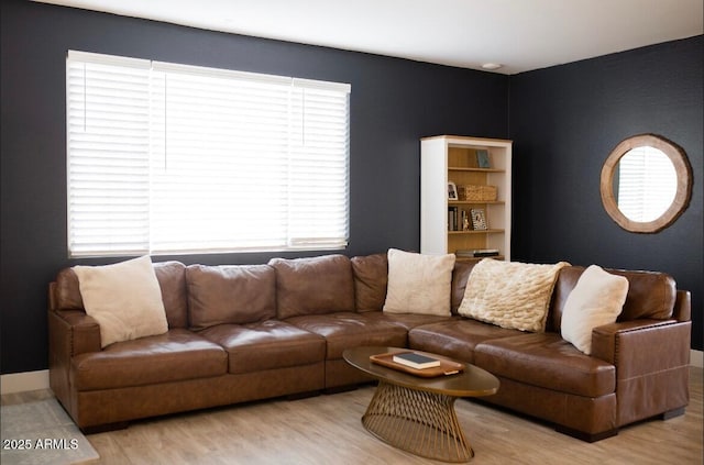 living area featuring light wood-style flooring