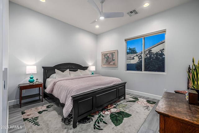 8132 W Hatfield Rd, Peoria, AZ 85383 - bedroom featuring light wood-type flooring, recessed lighting, and a ceiling fan