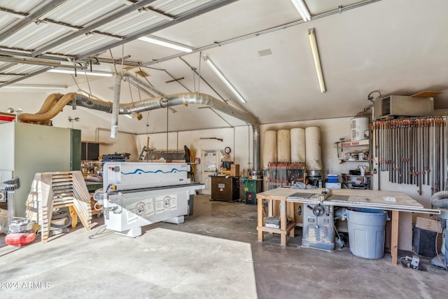 garage featuring a workshop area