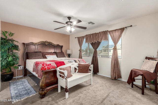 bedroom with carpet flooring and ceiling fan