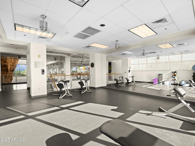 3550 N Camden Dr, Florence, AZ 85132 - workout area with a paneled ceiling and ceiling fan