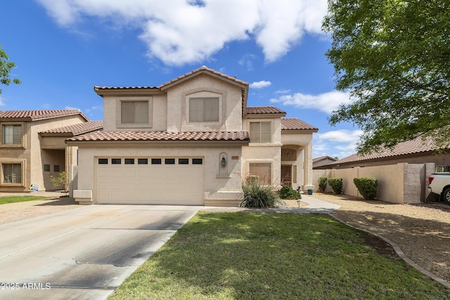 1072 W Windhaven Ave, Gilbert, AZ 85233 - mediterranean / spanish home with stucco siding, driveway, a tile roof, and an attached garage