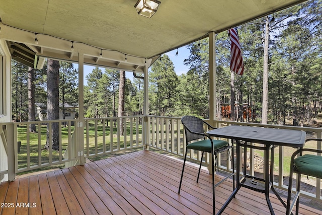 3017 Larson Loop, Forest Lakes, AZ 85931 - wooden deck with view of scattered trees