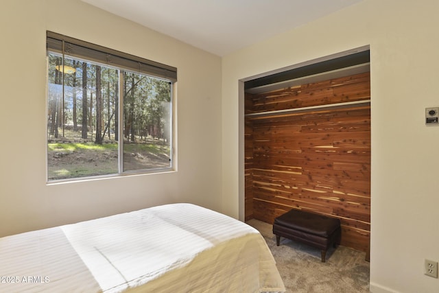 3017 Larson Loop, Forest Lakes, AZ 85931 - bedroom with carpet flooring and wooden walls