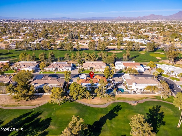 bird's eye view with a mountain view