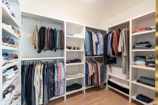 walk in closet featuring hardwood / wood-style floors