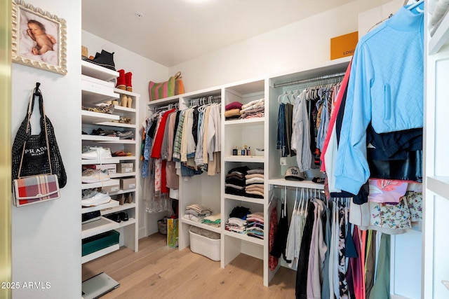 spacious closet featuring light wood-type flooring