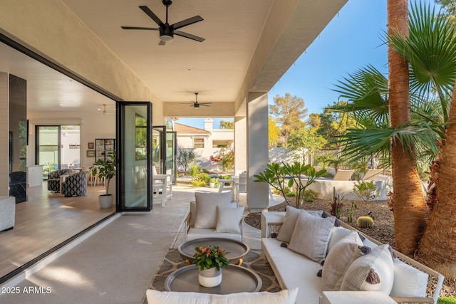 view of patio / terrace featuring outdoor lounge area and ceiling fan