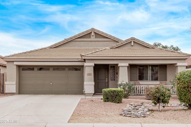 view of front of property with a garage