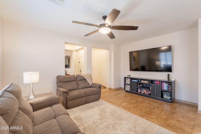 1927 W Mine Trl, Phoenix, AZ 85085 - living room with ceiling fan and tile patterned floors