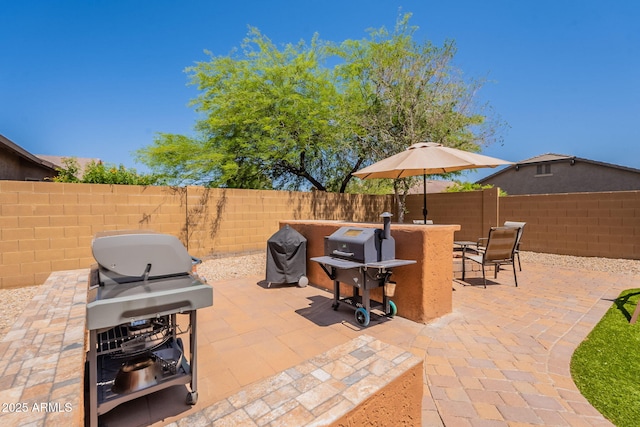1927 W Mine Trl, Phoenix, AZ 85085 - fenced backyard featuring a grill, outdoor dining area, and a patio