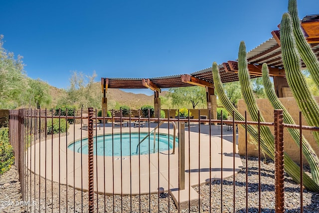 1927 W Mine Trl, Phoenix, AZ 85085 - view of swimming pool featuring a pergola, a swimming pool, a patio area, and a mountain view