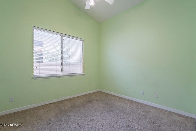 15809 S 31st St, Phoenix, AZ 85048 - carpeted empty room with ceiling fan, lofted ceiling, and baseboards