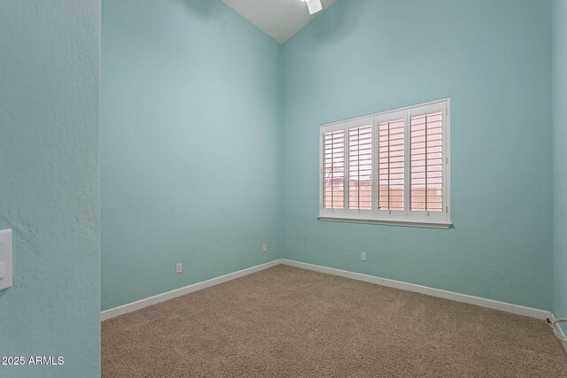 15809 S 31st St, Phoenix, AZ 85048 - carpeted spare room featuring a ceiling fan, baseboards, and high vaulted ceiling