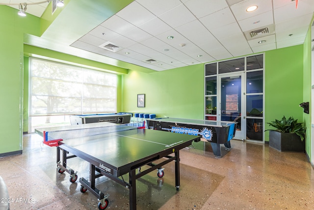 playroom featuring a drop ceiling
