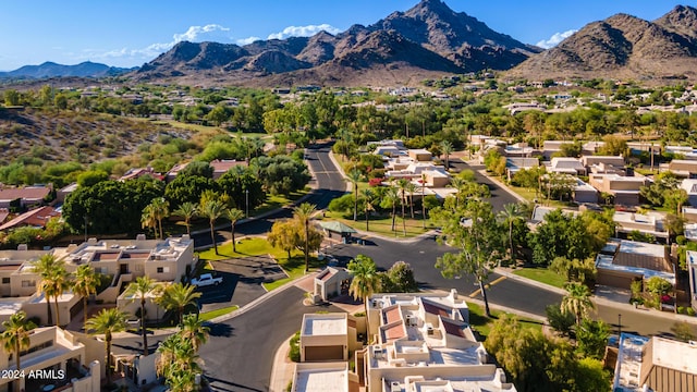 bird's eye view with a residential view and a mountain view