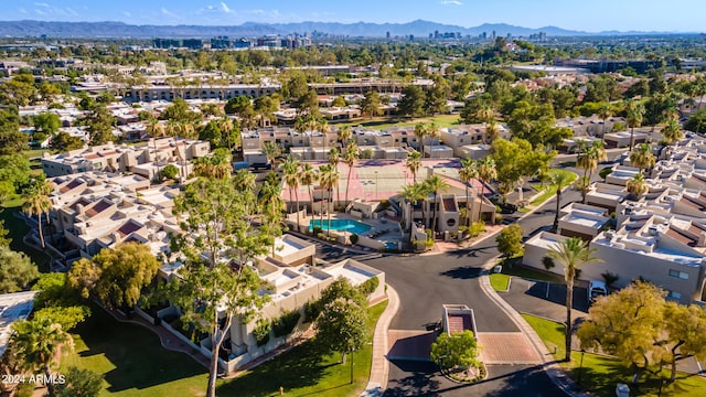 aerial view with a residential view and a mountain view