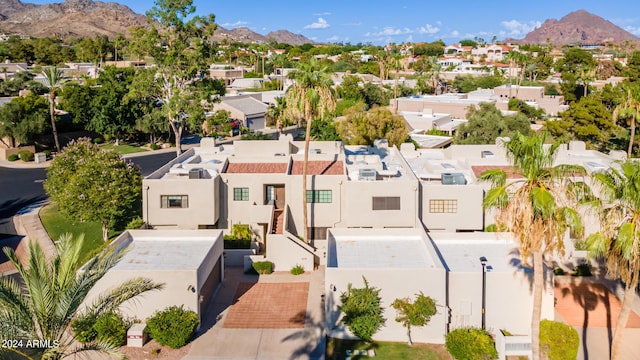 aerial view featuring a residential view and a mountain view