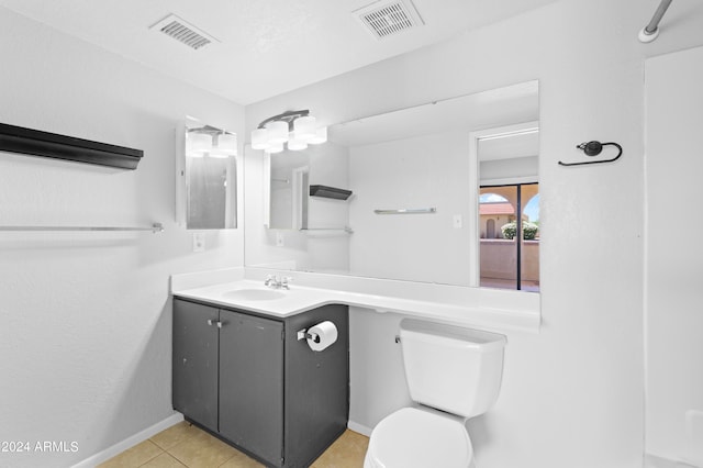 bathroom with tile patterned floors, toilet, and vanity