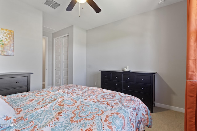 10165 E Gamma Ave, Mesa, AZ 85212 - bedroom with carpet, a closet, and a ceiling fan