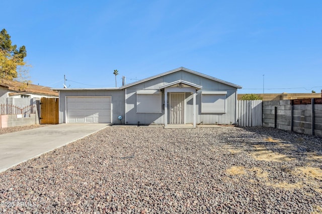 single story home with a garage