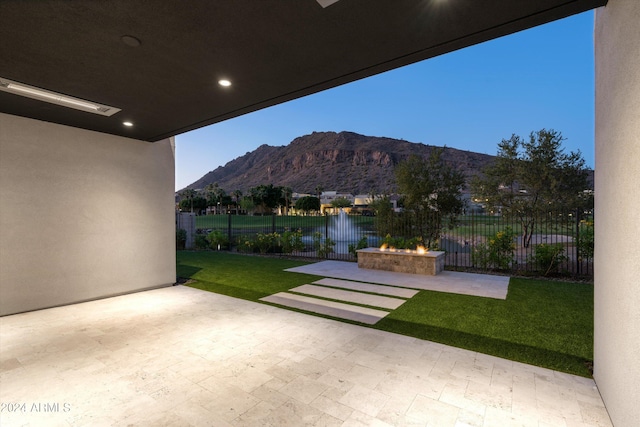 view of patio featuring a mountain view