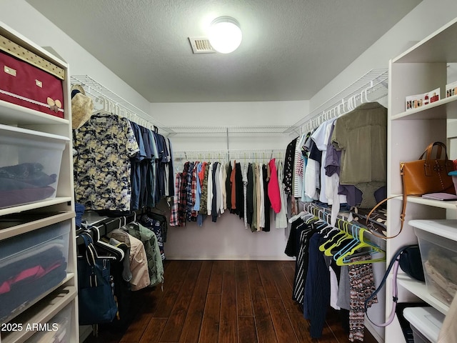 walk in closet featuring dark hardwood / wood-style floors