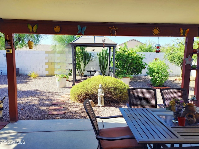 view of patio featuring a gazebo