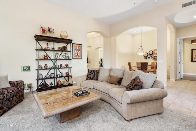 view of tiled living room