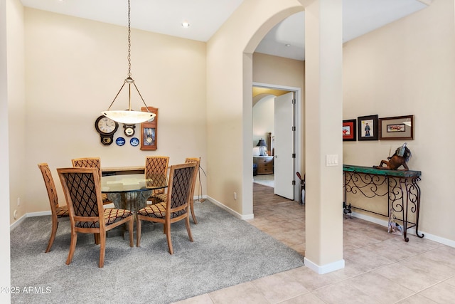 view of tiled dining room