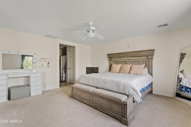 bedroom featuring visible vents, baseboards, and carpet flooring