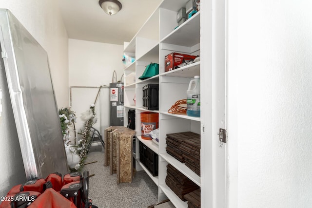 pantry featuring electric water heater