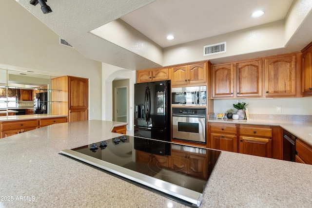 kitchen with black appliances