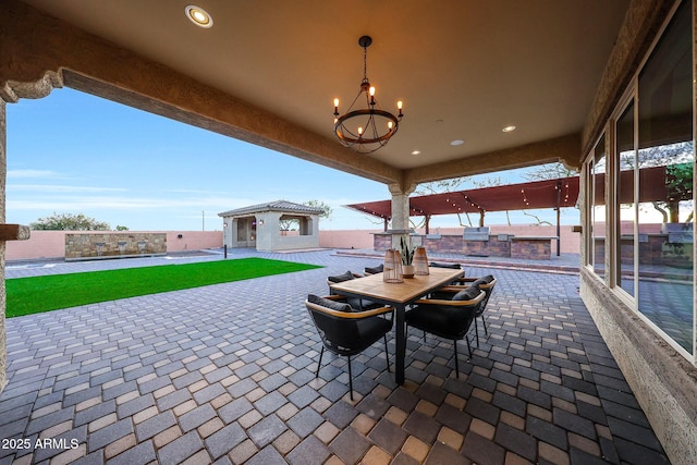 view of patio with an outdoor structure