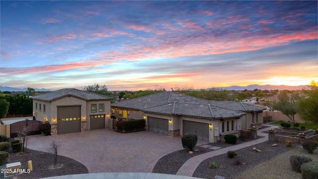 view of front of home featuring a mountain view