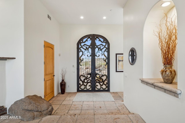 foyer featuring french doors