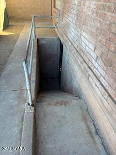 view of entry to storm shelter