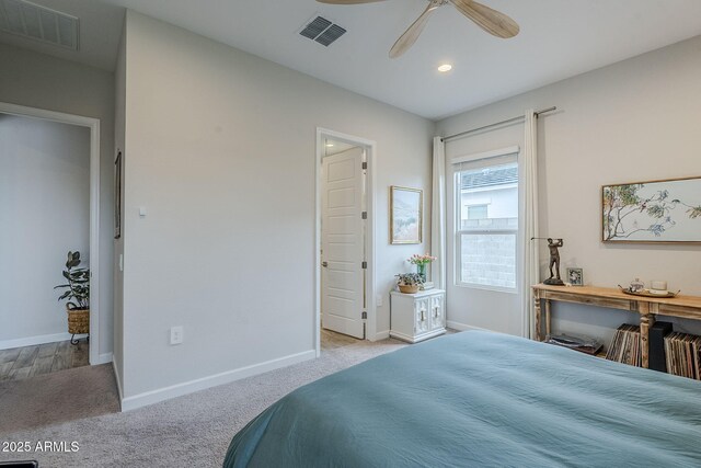 10509 W Harmony Ln, Peoria, AZ 85382 - bedroom with baseboards, carpet floors, recessed lighting, and a ceiling fan