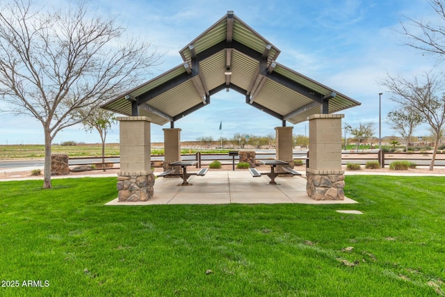 view of property's community featuring a gazebo and a yard