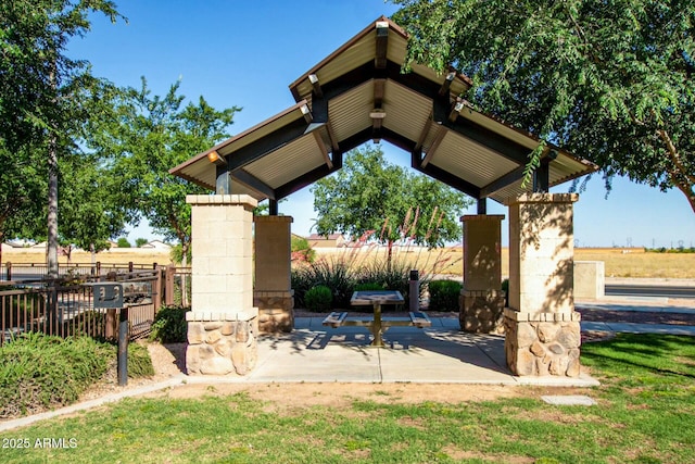 surrounding community with a patio