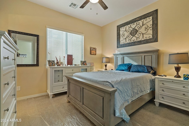 bedroom with carpet flooring and ceiling fan