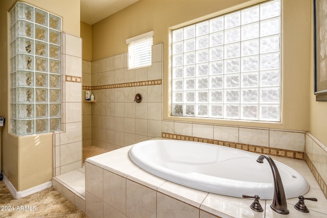 bathroom with plus walk in shower